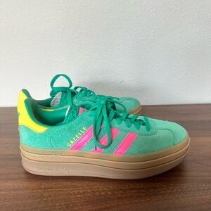 Adidas Gazelle Green and Pink Sneakers